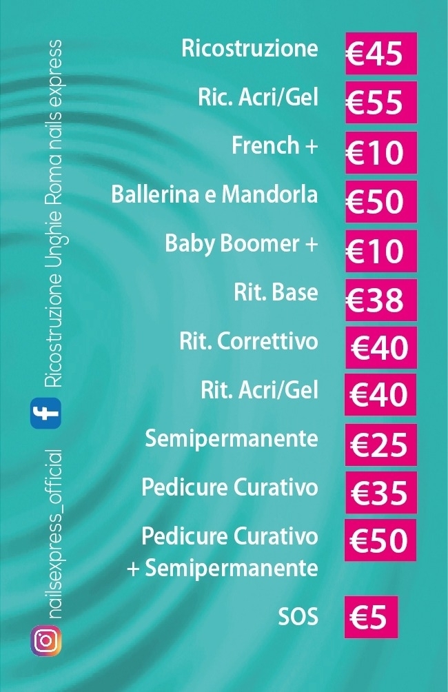 Prezzi ricostruzione unghie Roma - NAILS EXPRESS